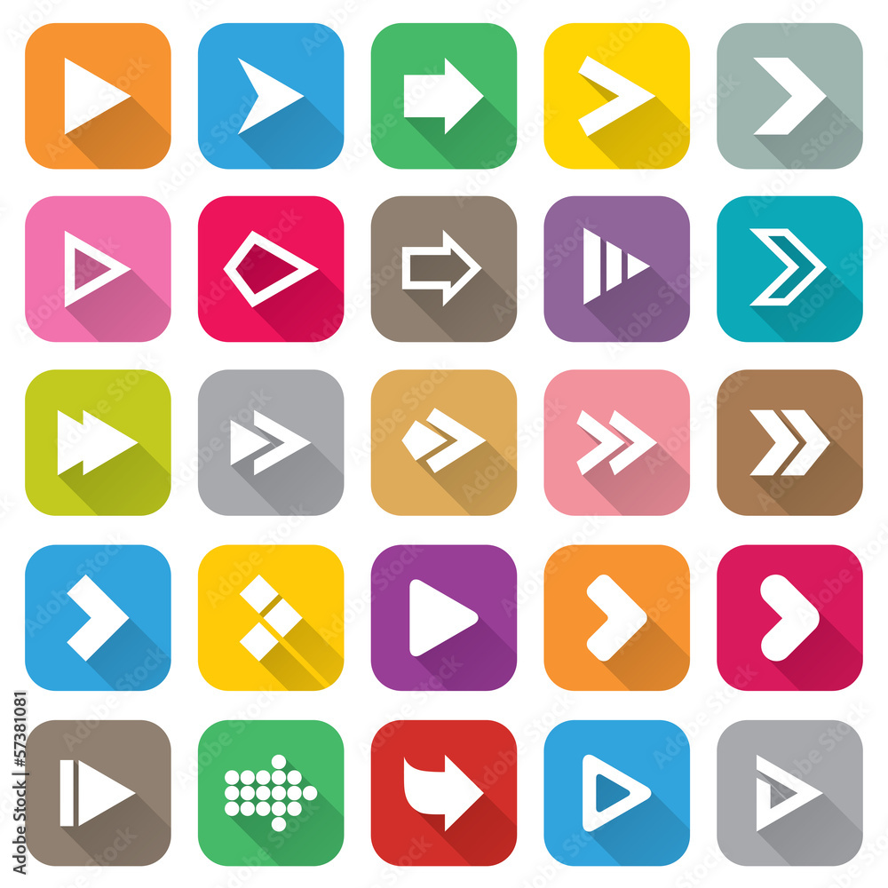 Arrow sign icon set. 25 Flat buttons for Web. Arrow sign icon set. 25 Flat buttons for Web.