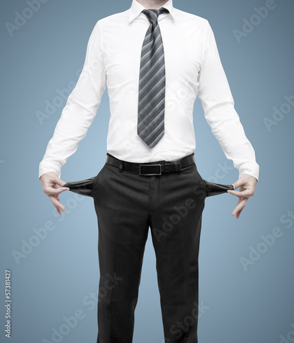 businessman with pockets turned inside out