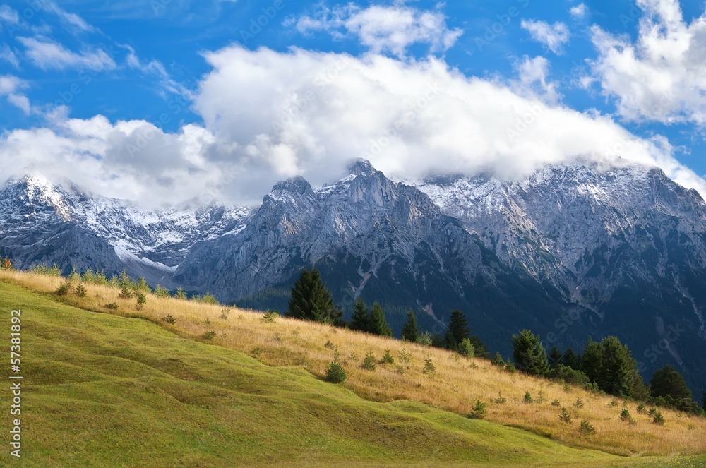 clouds on mountain peaks, Bavaria