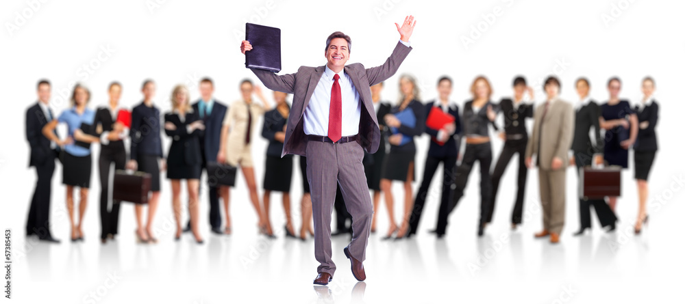 Happy businessman and Business people group. Happy businessman and Business people group.