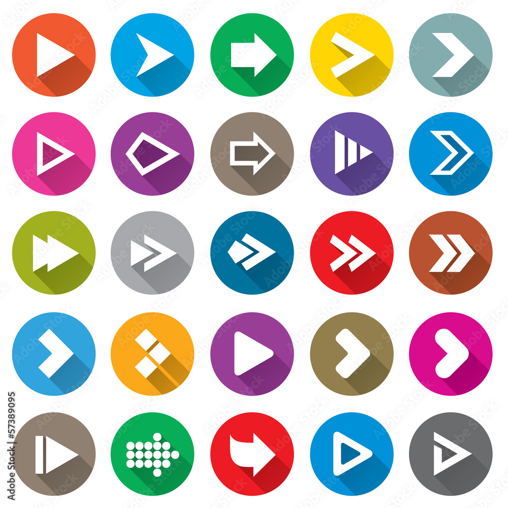 Arrow sign icon set. Simple circle shape buttons. Arrow sign icon set. Simple circle shape buttons.