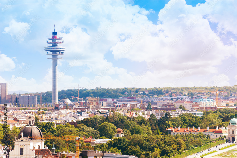 Fototapeta premium Vienna TV tower cityscape