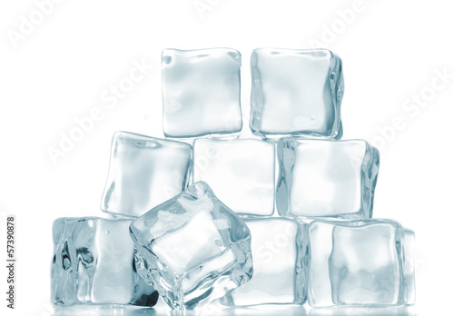 ice cubes over white background.