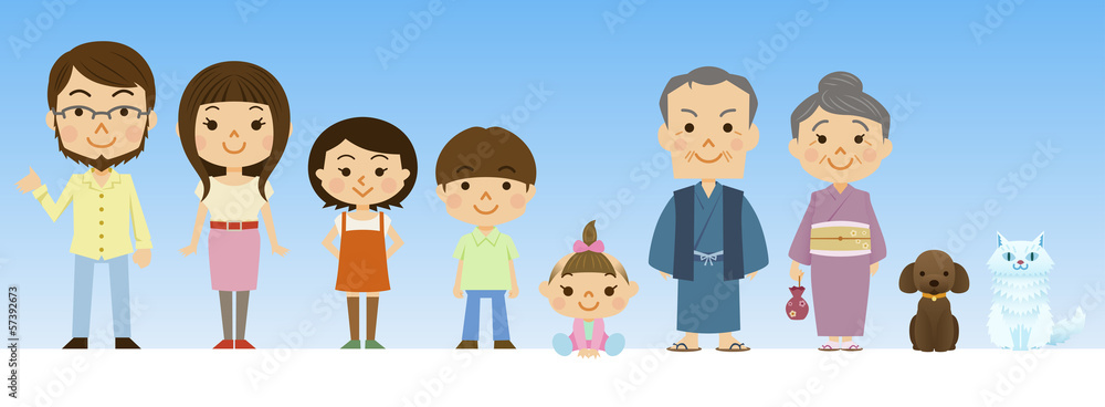 Fototapeta premium 家族 全身（全員集合）