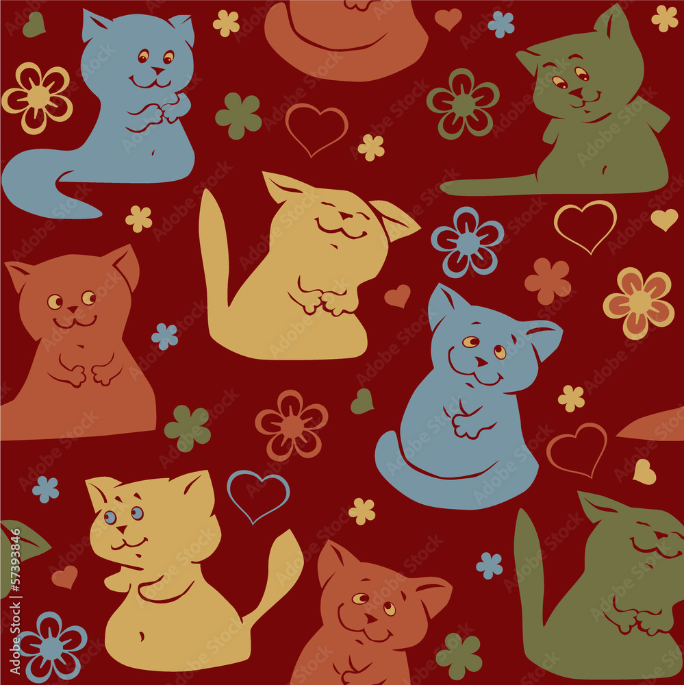 Obraz premium Seamless pattern with funny cats.