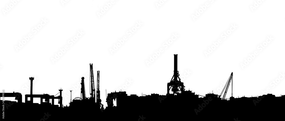 Vector silhouette of panoram of port Vector silhouette of panoram of port