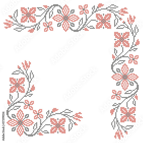 Cross-stitch embroidery in Ukrainian style