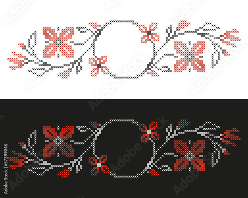 Cross-stitch embroidery in Ukrainian style