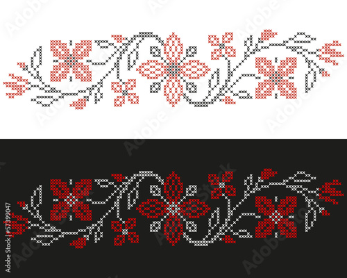 Cross-stitch embroidery in Ukrainian style