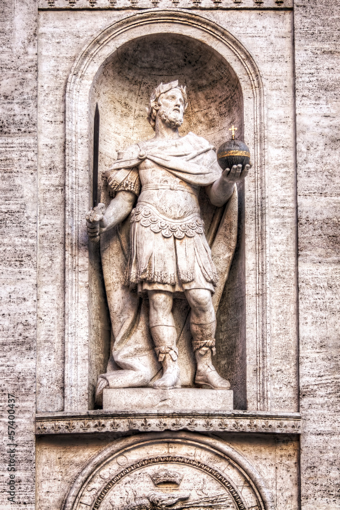 Statue of roman christian warrior.