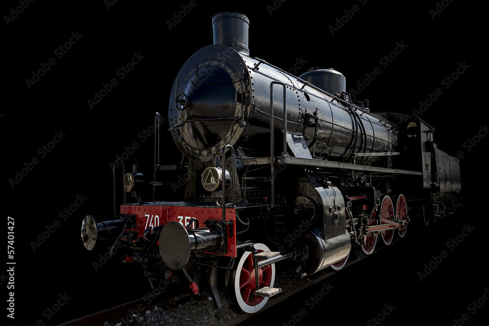 Naklejka premium Old Train against dark background