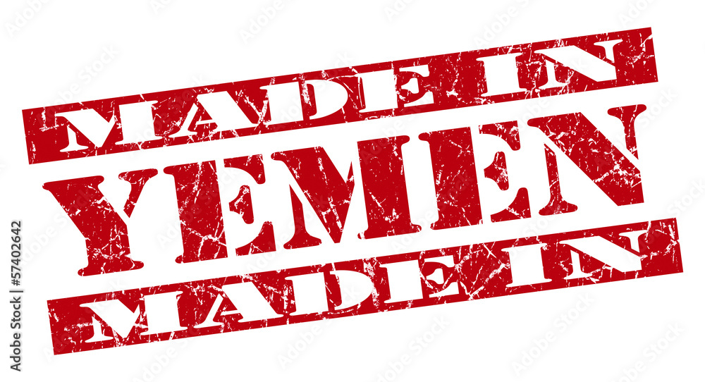 made in Yemen grunge red stencil font sign made in Yemen grunge red stencil font sign