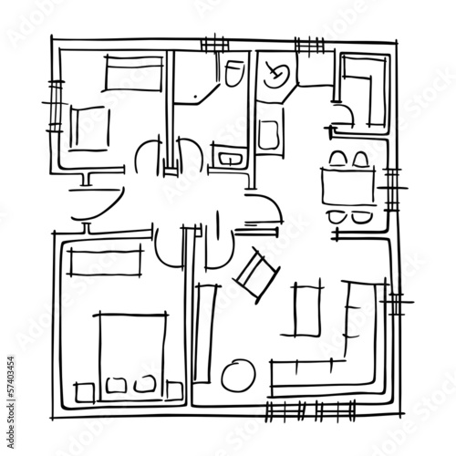 Ground floor blueprints sketch