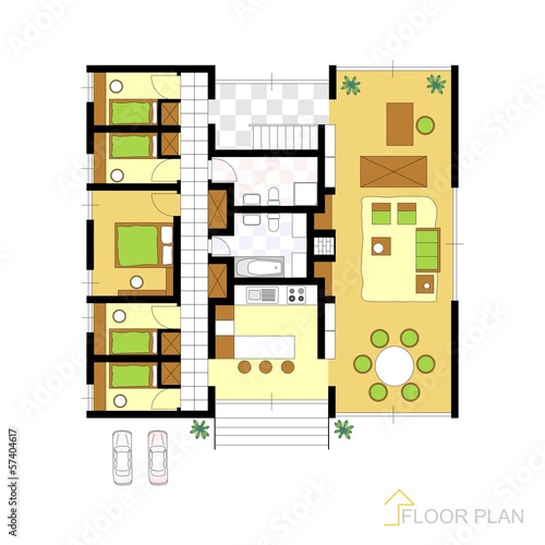 Architectural vector apartment floor plan