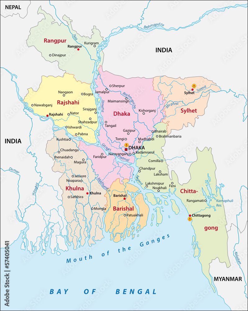 Fototapeta premium Bangladesh administrative map