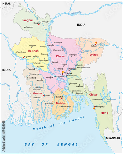 Bangladesh administrative map photo