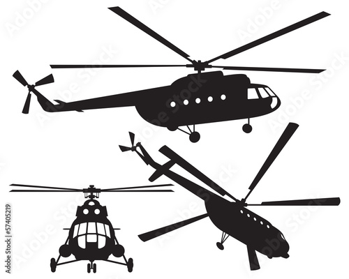 Helicopter silhouette. Mi 8. Vector illustration