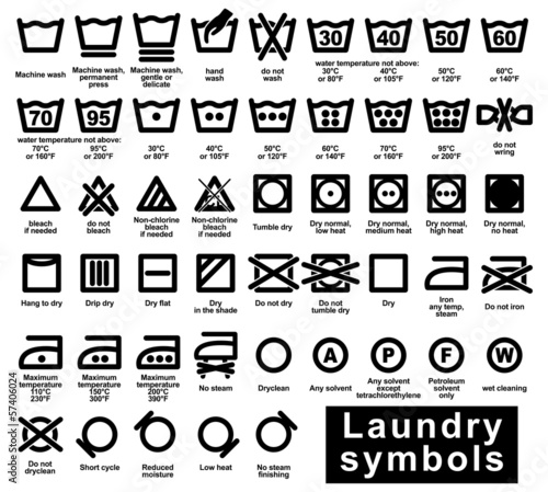 Icon set of laundry symbols
