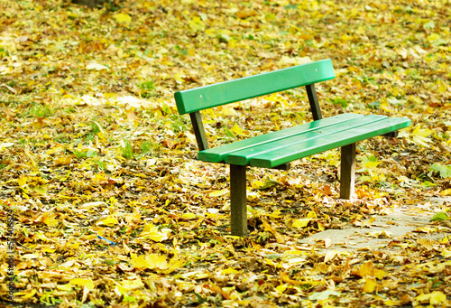 Autumn park bench