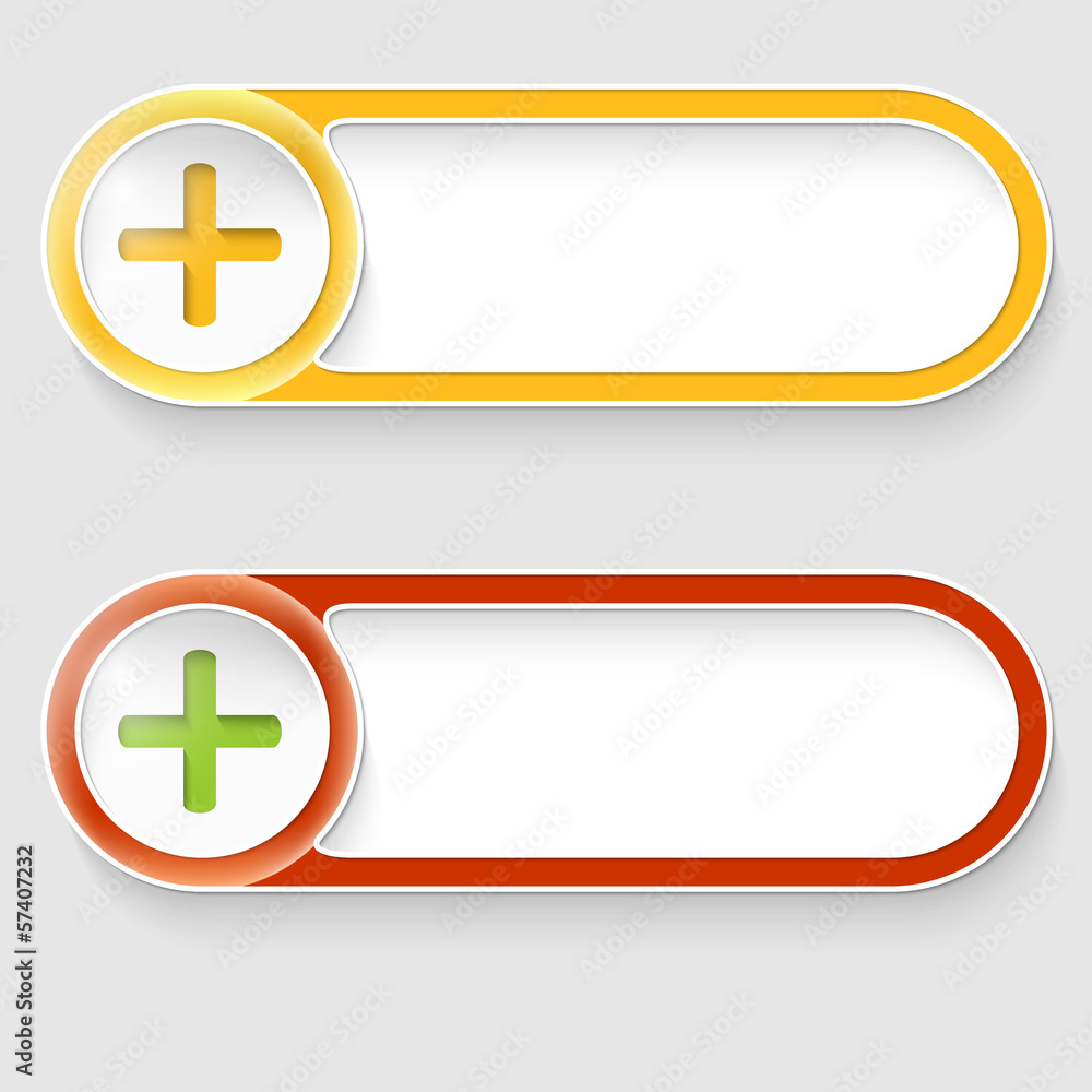 two vector abstract buttons with plus sign two vector abstract buttons with plus sign
