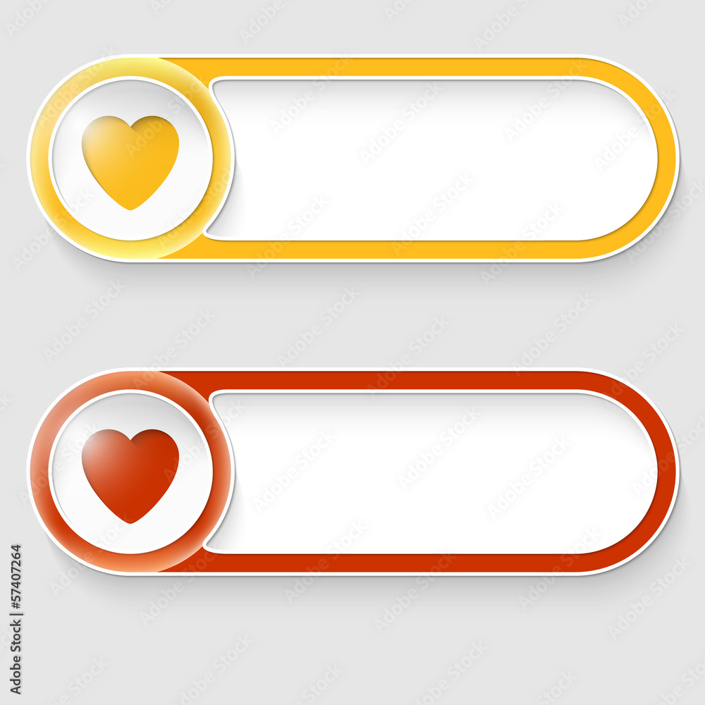 two vector abstract buttons with heart two vector abstract buttons with heart