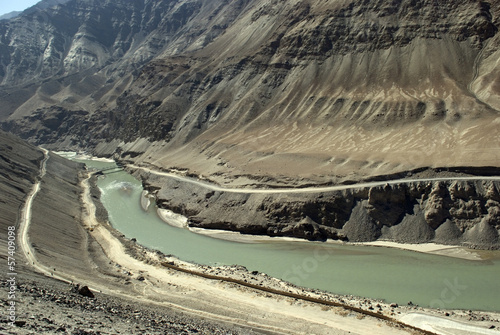 Confluence of the Indus and Zanskar Rivers, Ladakh, India photo