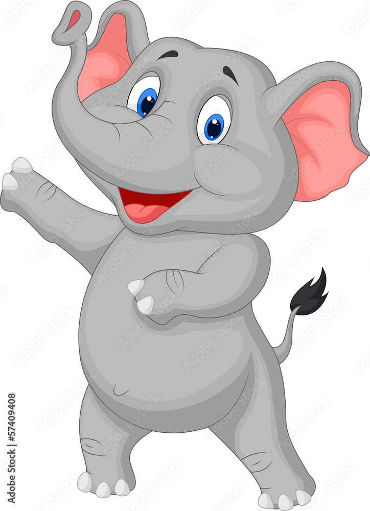 Naklejka premium Cute elephant cartoon presenting