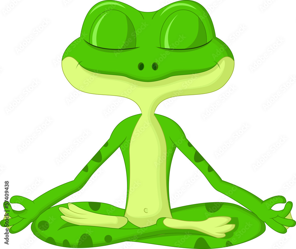 Obraz premium Frog cartoon doing yoga
