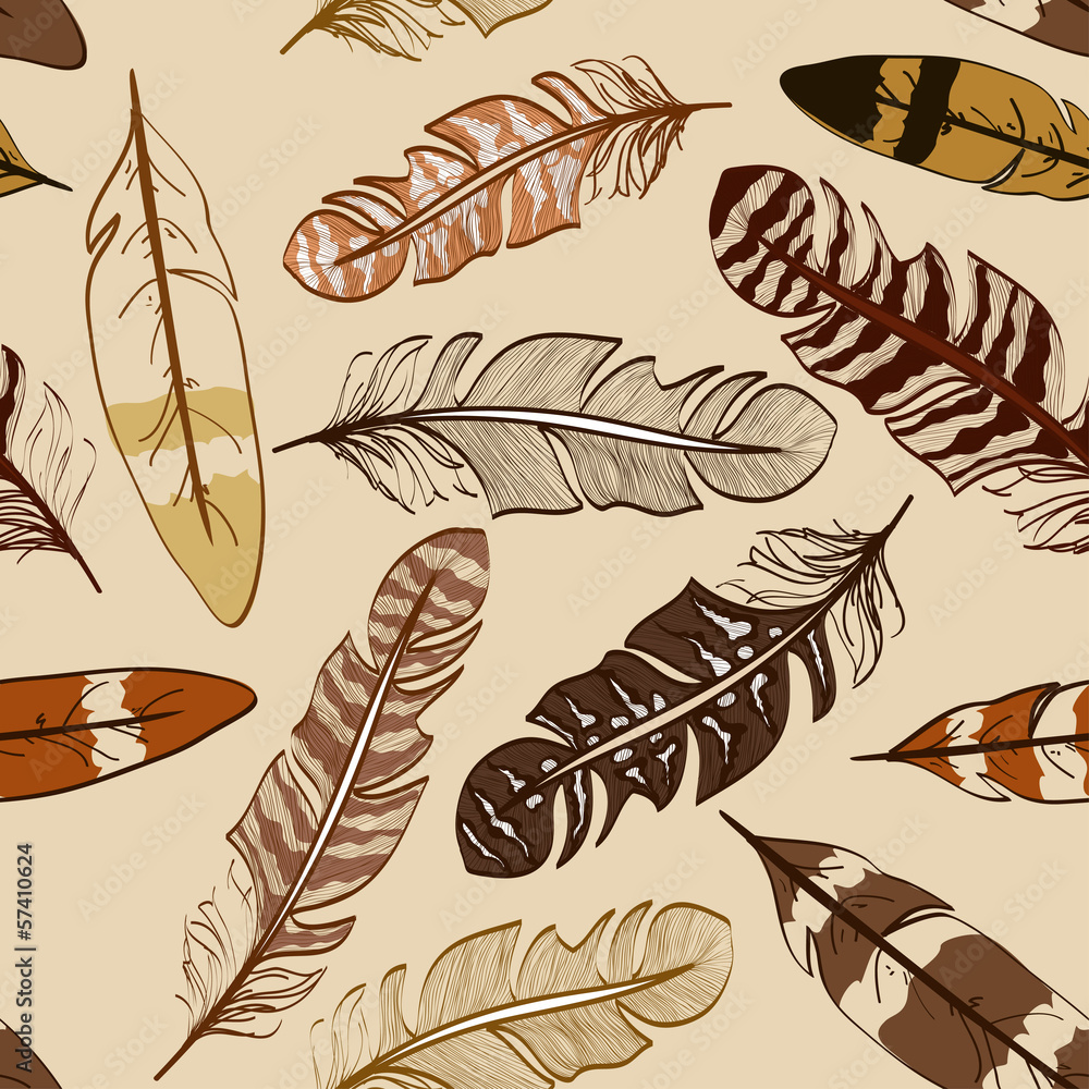 Seamless pattern of bird feathers