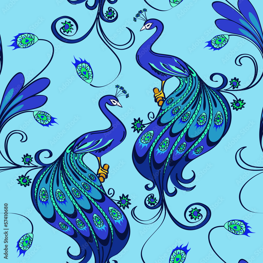 Obraz premium Seamless pattern of peacocks