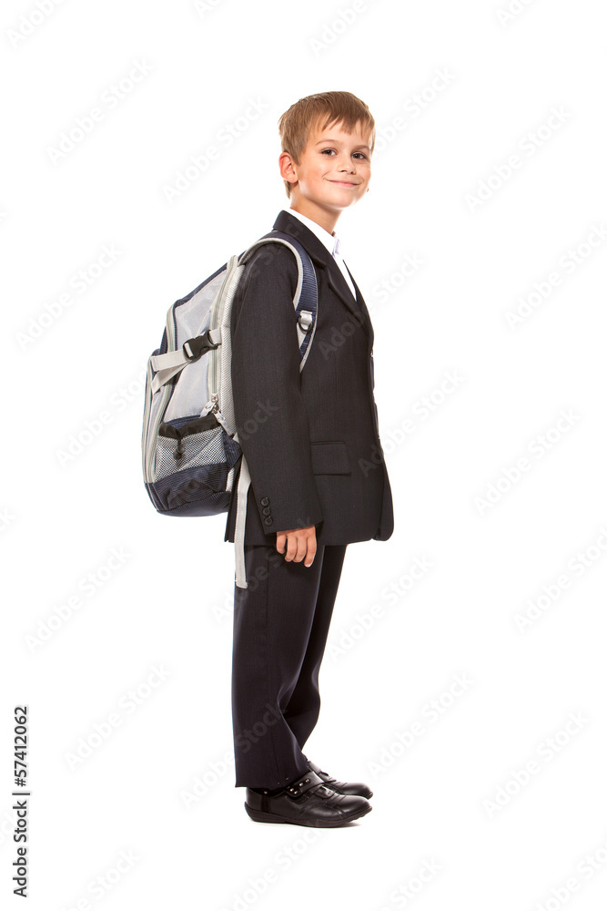 Schoolboy sitting on books Schoolboy sitting on books