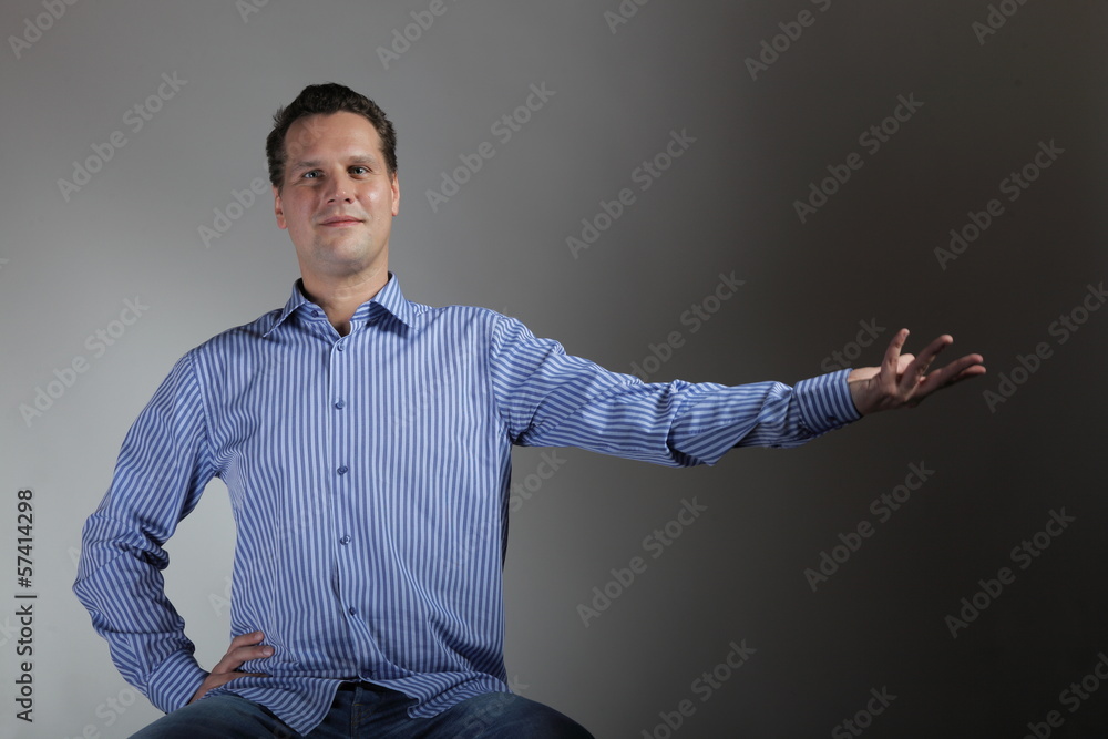 man with open empty hand copyspace for product man with open empty hand copyspace for product