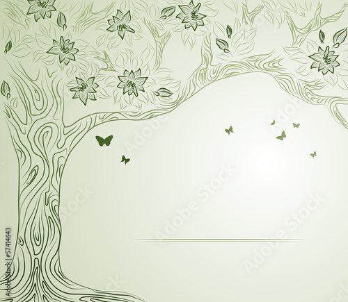 Vector tree background, a place for text