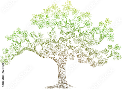 Vector tree with flowes