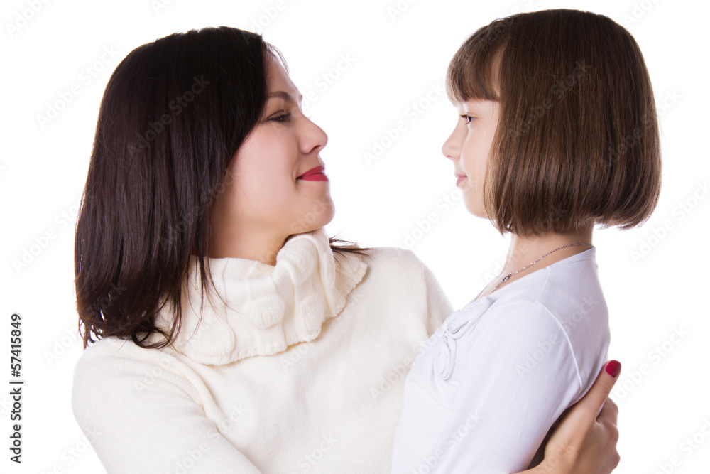 Mother and daughter face to face Mother and daughter face to face