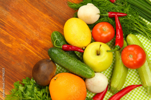 Cooking concept. Groceries on wooden table