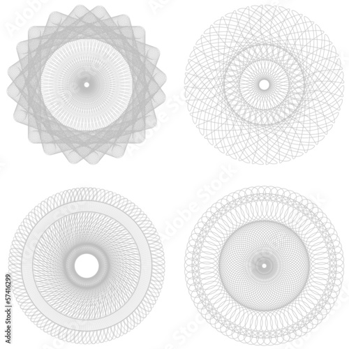 Vector set of four spirographs for certificate background
