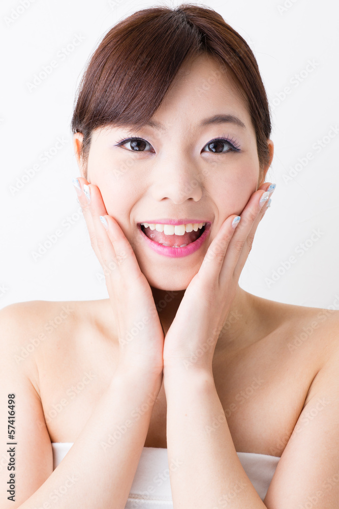 attractive asian woman skin care image