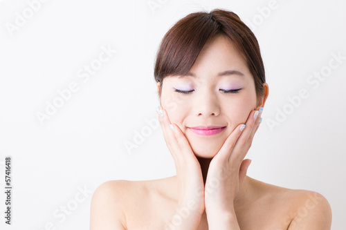 attractive asian woman skin care image