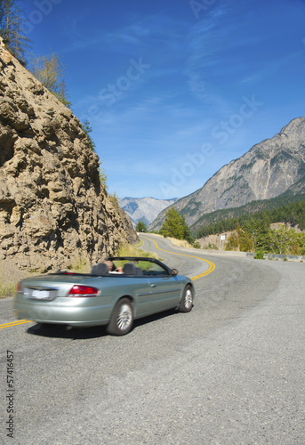 Convertible on the Sea to Sky Highway in BC, Canada