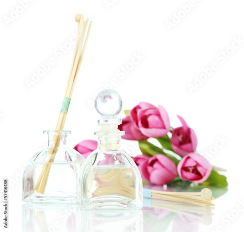 Fototapeta Naklejka Na Ścianę i Meble -  Room air refreshers with flowers isolated in white