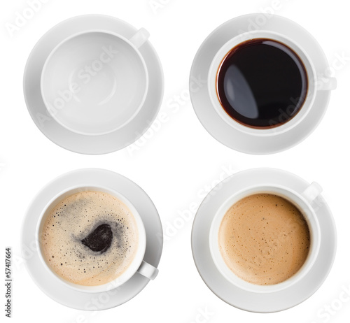coffee cup assortment top view collection isolated