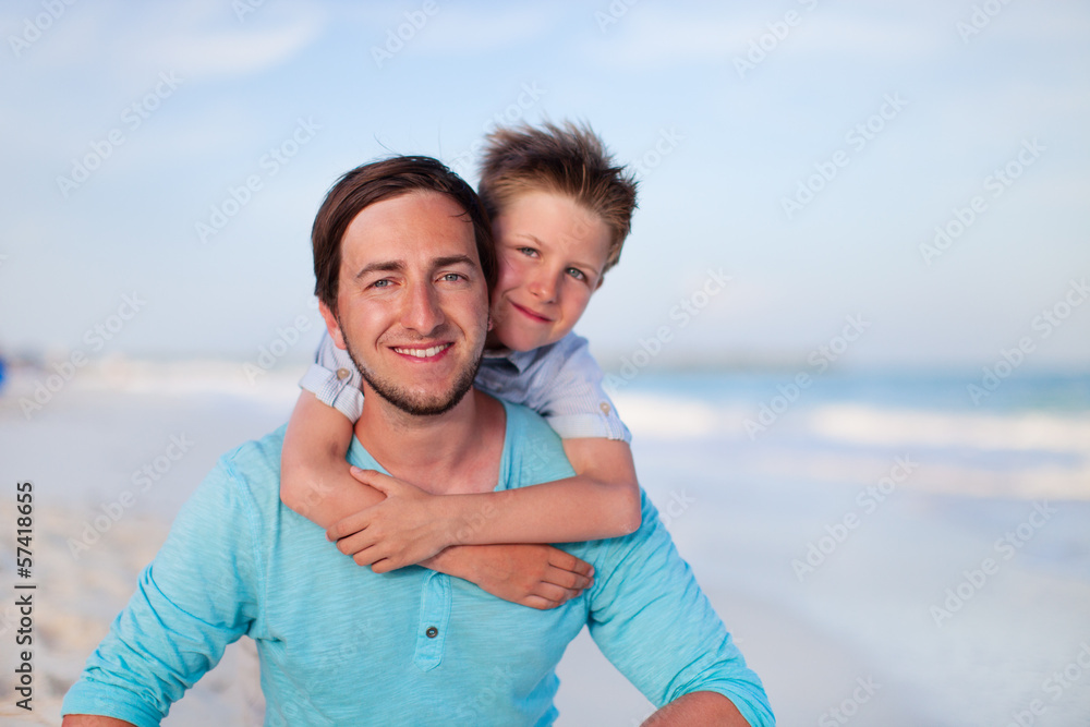 Happy father and son
