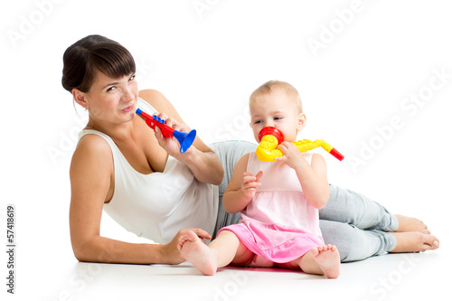 Mother and baby girl having...