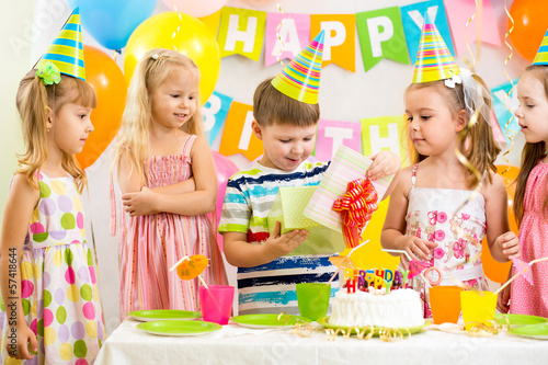 happy kids celebrating birthday holiday