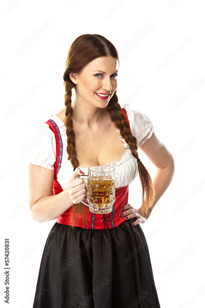 young and beautiful woman in a traditional Bavarian dress young and beautiful woman in a traditional Bavarian dress