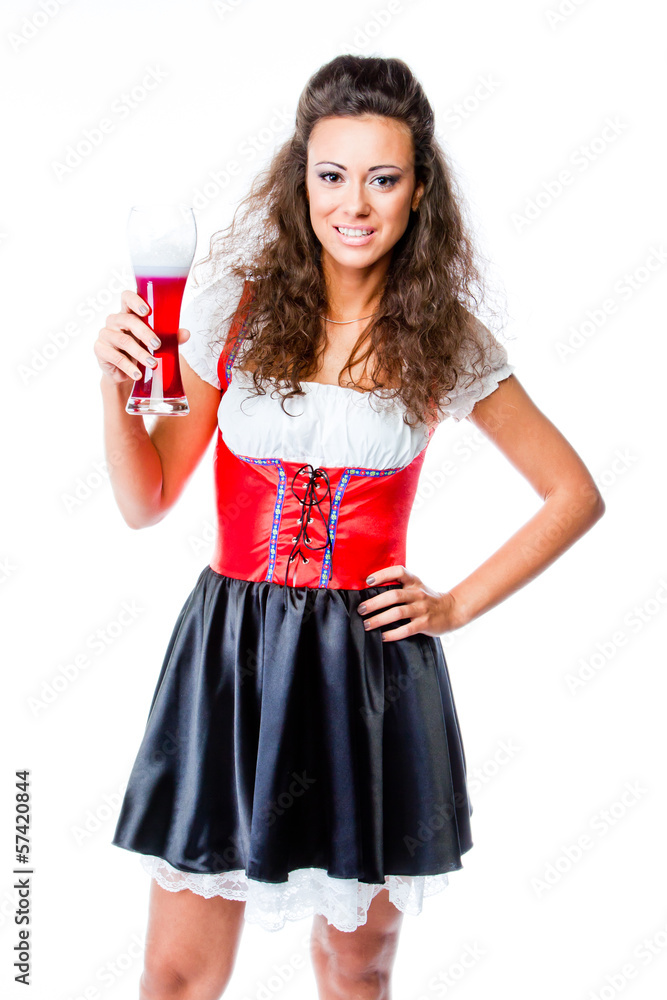 young and beautiful woman in a traditional Bavarian dress young and beautiful woman in a traditional Bavarian dress