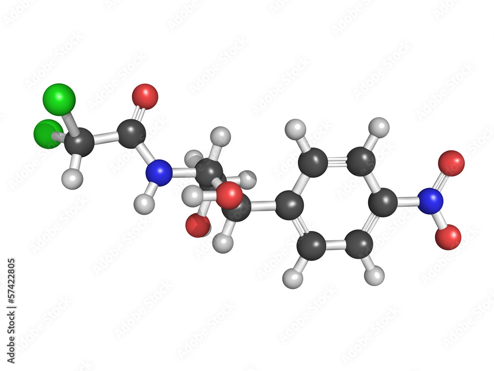 Chloramphenicol antibiotic drug, chemical structure Chloramphenicol antibiotic drug, chemical structure