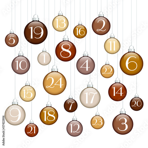 Advent Calendar Christmas Balls Brown/Beige/Silver