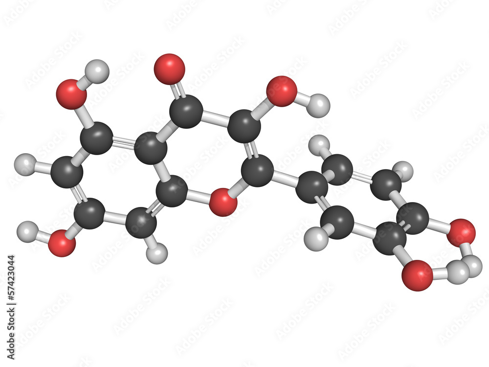 Chemical structure of a quercetin flavonoid molecule Chemical structure of a quercetin flavonoid molecule